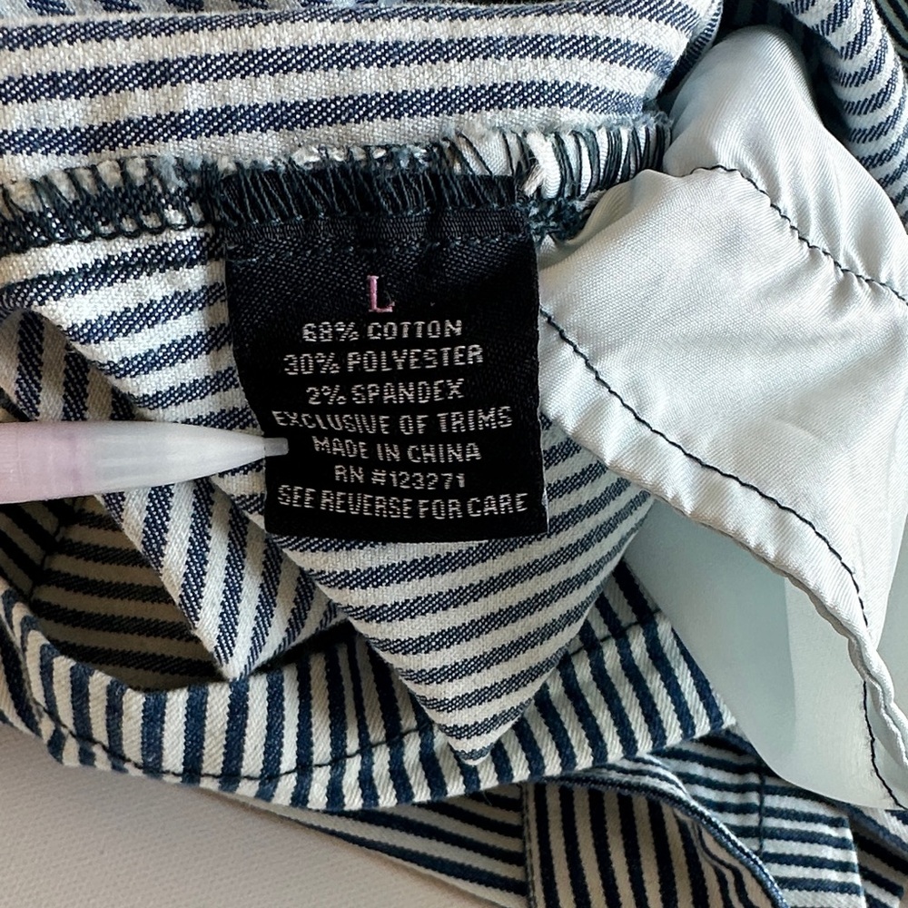Justify Striped Utility Romper Large Tie Waist Zip Front Pockets - Picture 2 of 10
